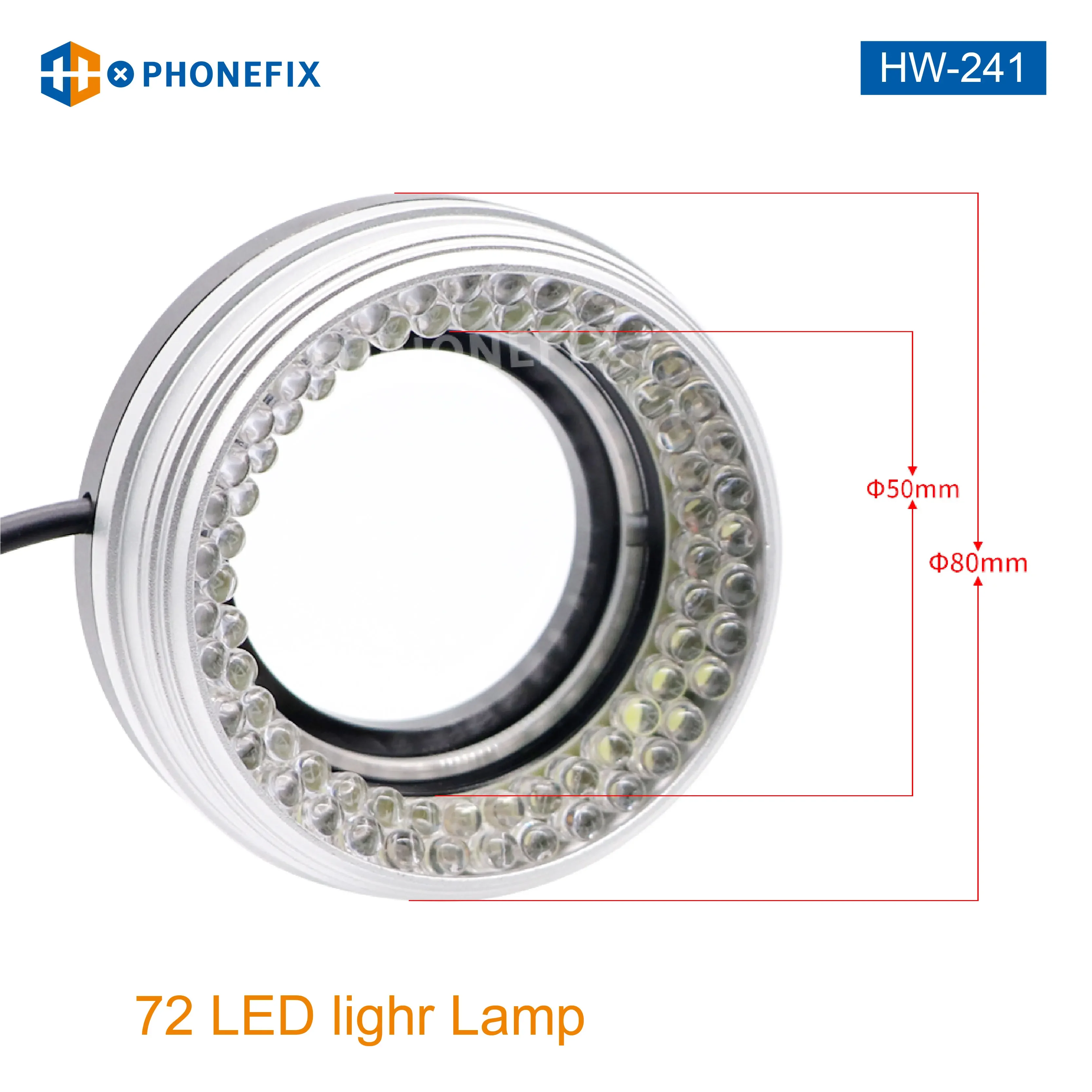 72 Pcs Beads LED Ring Lamp Adjustable Brightness 50MM Diameter LED Light Stereo Microscope Industrial Lab PCB Soldering microscope lamp