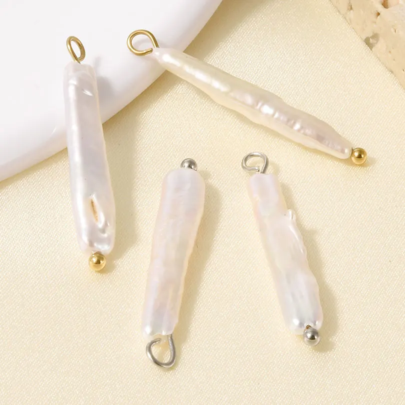 1pc Hohe Qualität Edelstahl Natürliche Süßwasser Perlen Anhänger Textur Unregelmäßige Falten Charme Diy Schmuck Machen Liefert – Detail 23