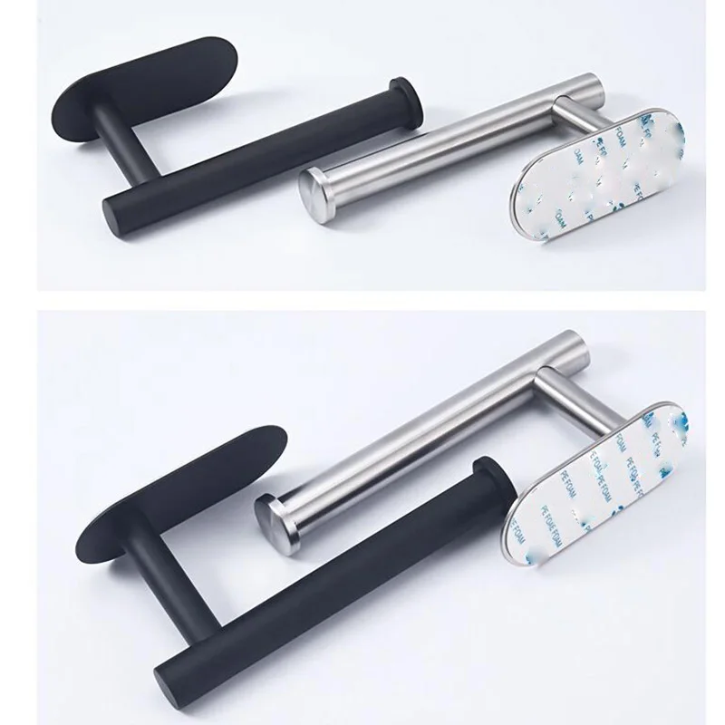 Self-Adhesive Stainless Steel Toilet Roll Paper Towel Toilet wall Mount Holder Organizers Punch-Free Rack Tissue Accessories M20