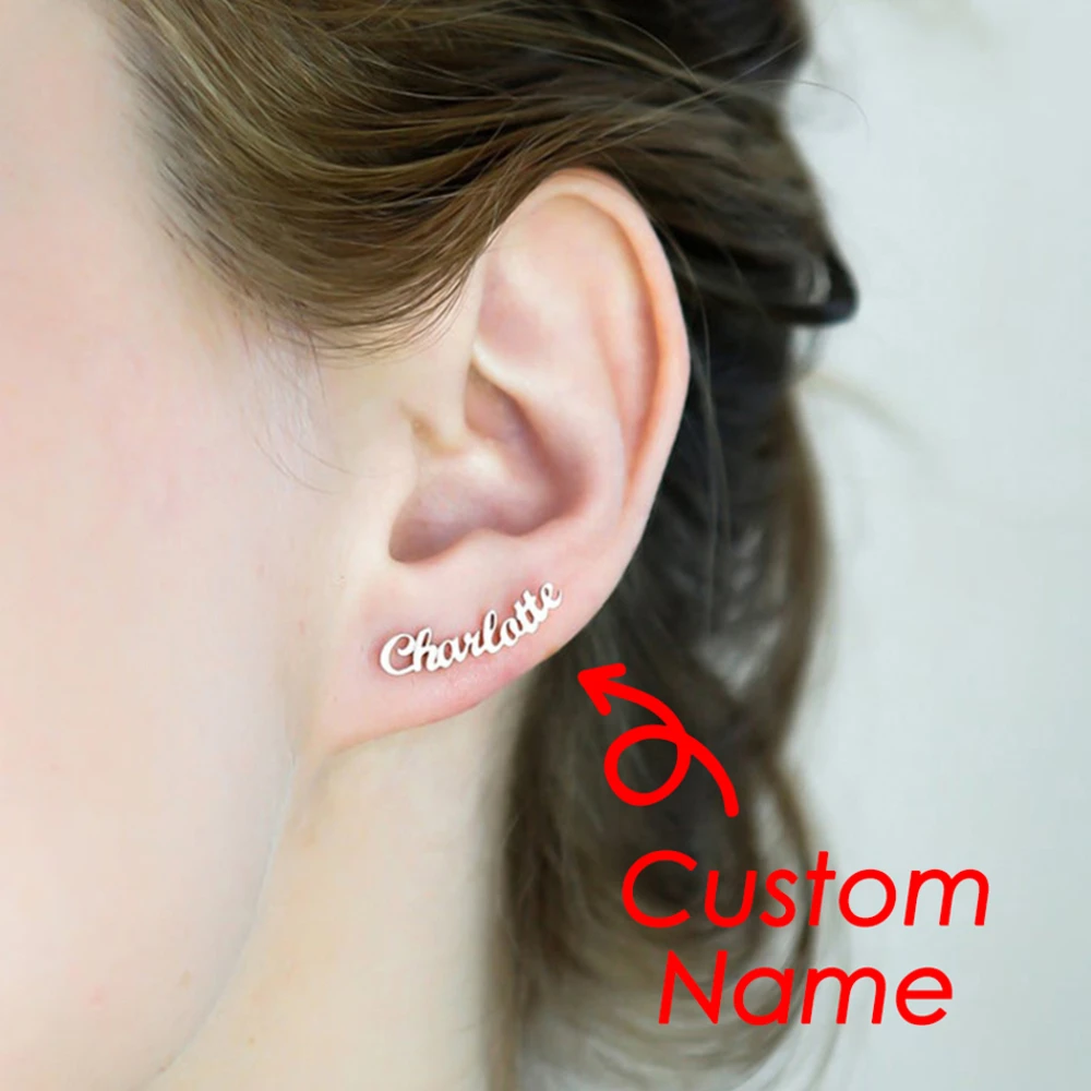 Customized Name Earring for Women Gold Color Personalized Letter