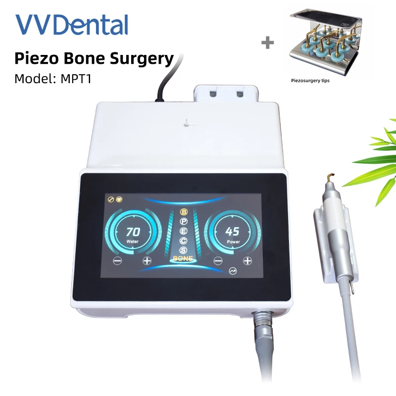 

VVDENTAL Ultrasonic Bone Knife Machine Bone/Perio/ Endo/ Clean/ Piezosurgery Instruments with Water Supply Bottle 6 Tips 1set