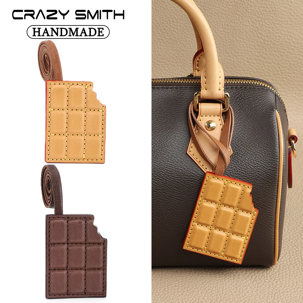 CRAZYSMITH Genuine Leather Bag Charm Chocolate Bag Pendant for LV Bag Ornament Keychain Decoration Holder Gift Bag Accessories