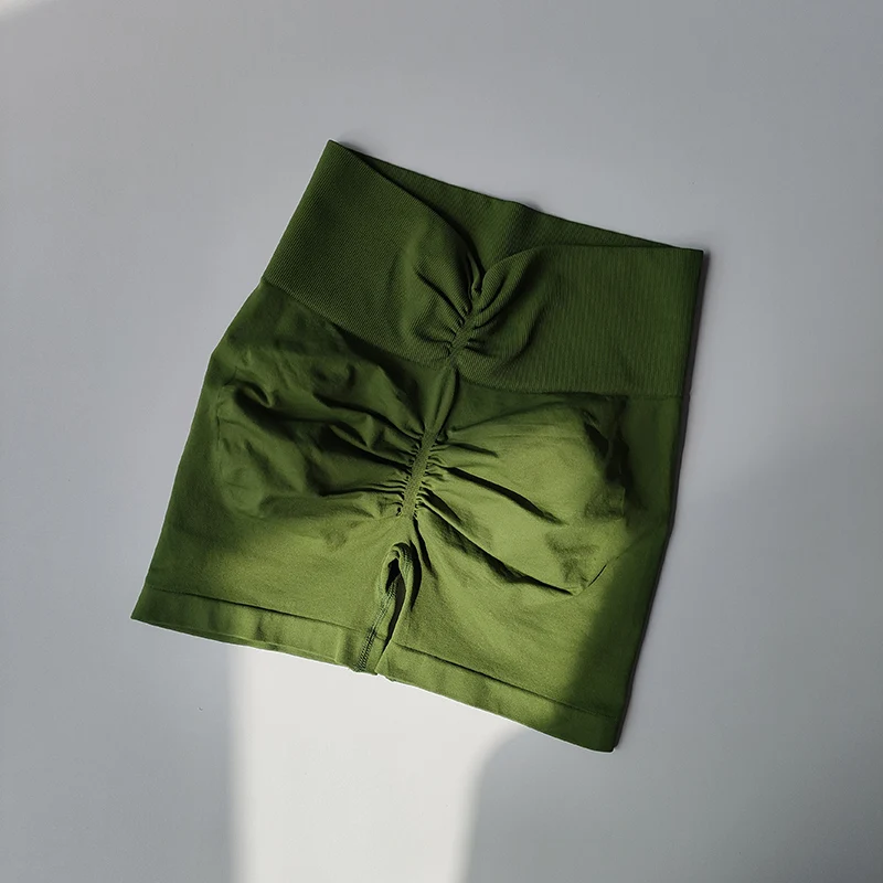 Pantalones cortos deportivos de color melocotón para mujer, pantalones cortos deportivos para levantamiento de glúteos y Yoga para caderas, cintura alta y Abdomen, medias elásticas altas