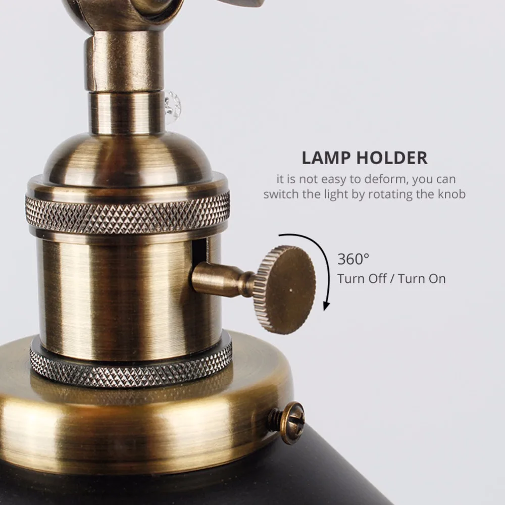 Vintage Wall Lamp Retro Indoor Lighting Knob switch wall light Retro Black White cover Bedside Lamps E27 For Home Wall sconce