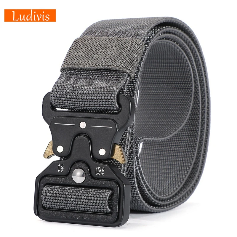 

LUDIVIS New Elastic Belt Male Tactical military Canvas Belt Outdoor Tactical Belt men's Military Nylon Belts Army ceinture hom