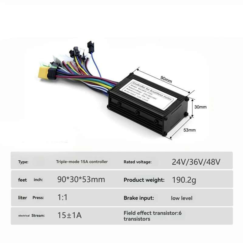 Electric Bike Controller Ebike 3 Mode 24V-48V 15A Sinewave