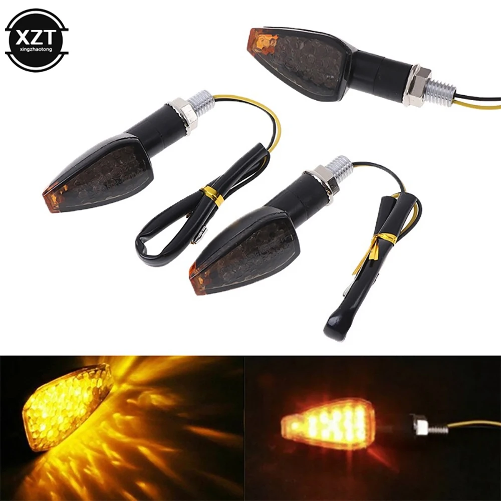 2pcs/set Universal Motorcycle LED Turn Signals Light Long Short Turn Signal Indicator Lamp Lights Blinkers Flashers Accessories, auto led light