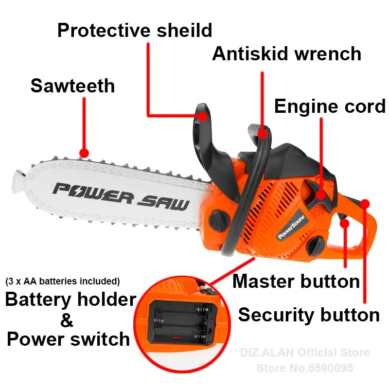 Toy Chainsaw Kids Toy Tools for Children Tools Electric Power Chainsaws for Tool Bench Boys Gift Pretend Play Saw with Sound 2