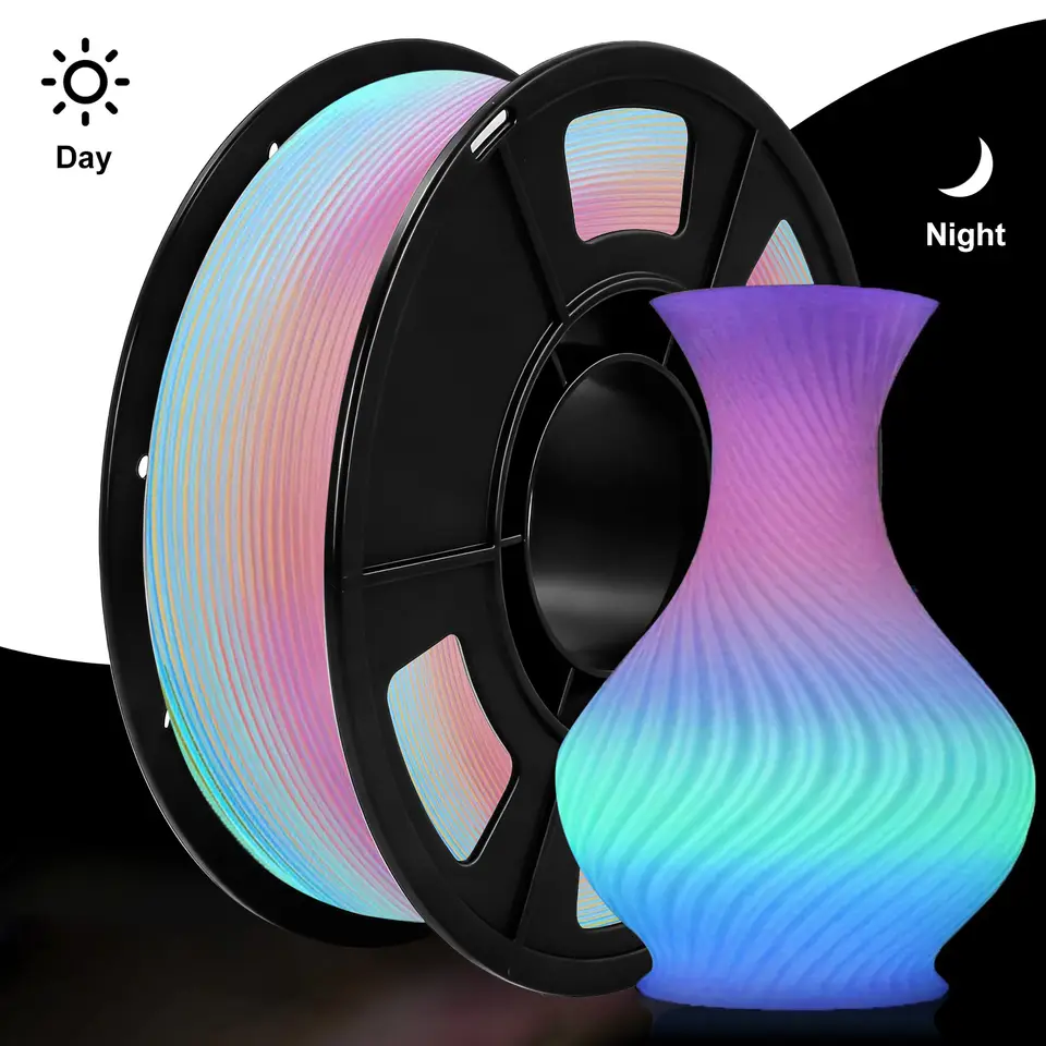 250g Glow in The Dark Filament Multicolor, Green, Blue, Purple and Rainbow, PLA Filament 1.75 mm, 3D Printer Filament Bundle image 12