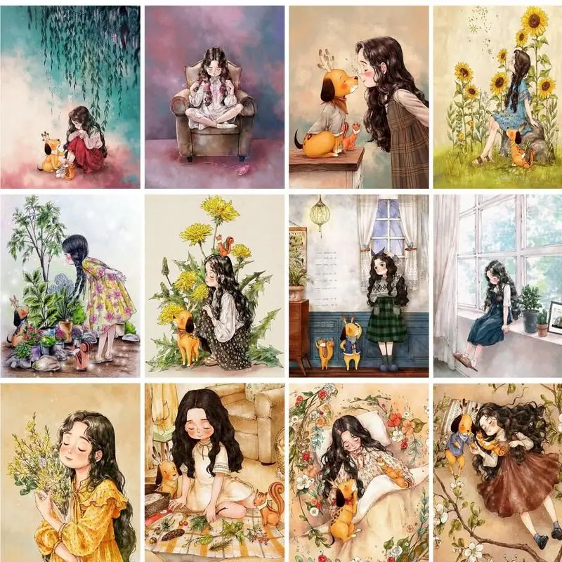 

GATYZTORY Diy Painting By Numbers Adults Crafts Anime Girls With Plants Acrylic Paints Diy Gift For Adults Artwork Paint Kit Wal