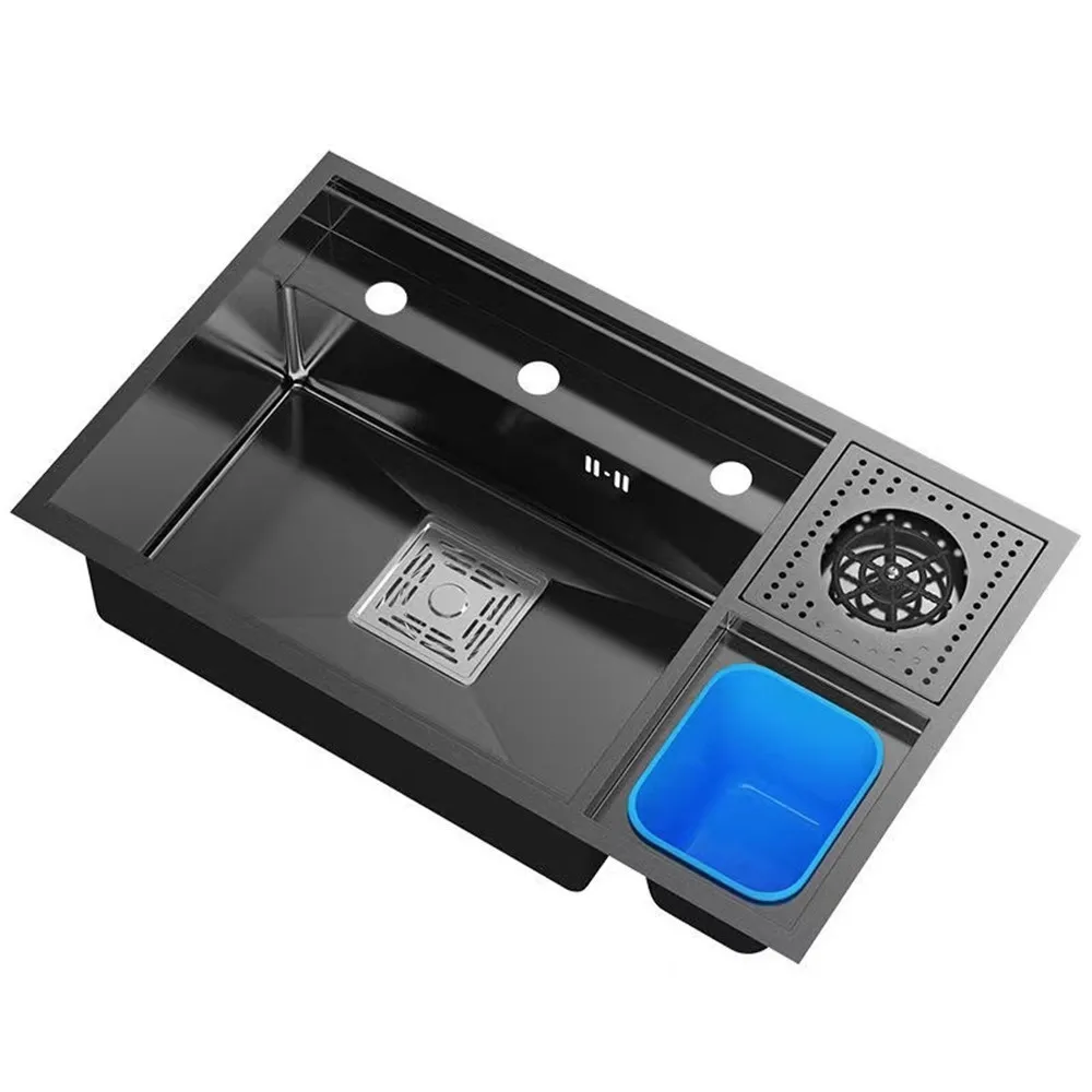 78x46cm Nano Hidden Kitchen Sink 304 Stainless Steel Cup Washer Household Washing Vegetable Basin With Trash Can