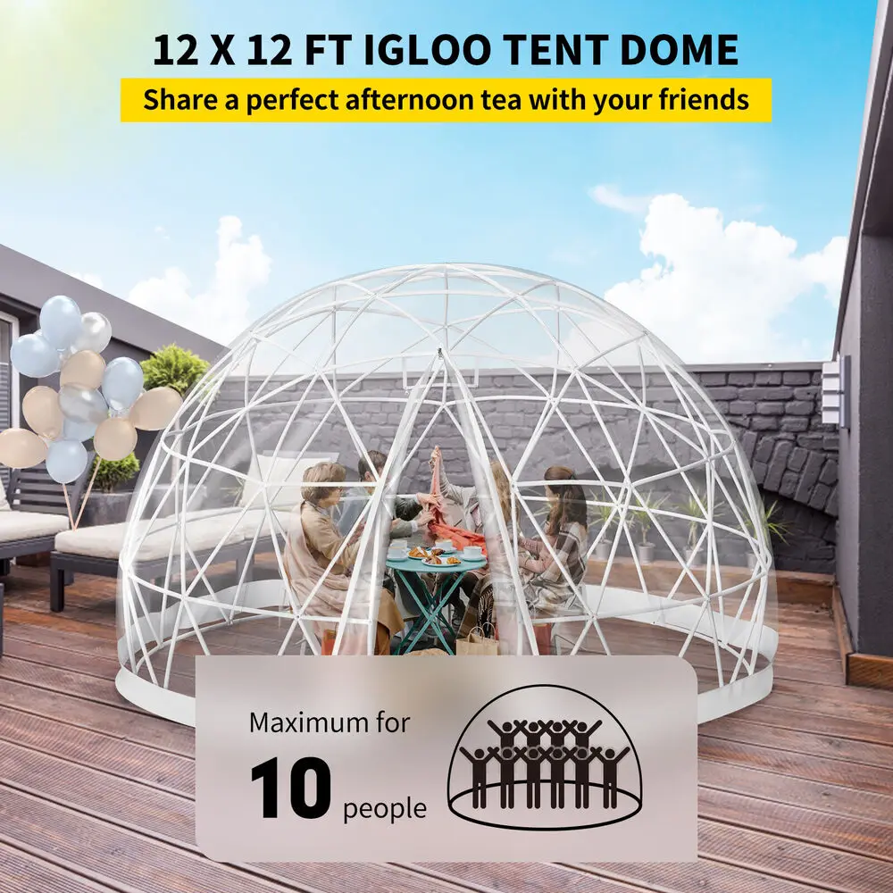 VEVORIglooDomeBubbleTent12ftGreenhousePVCGeodesicDome10m