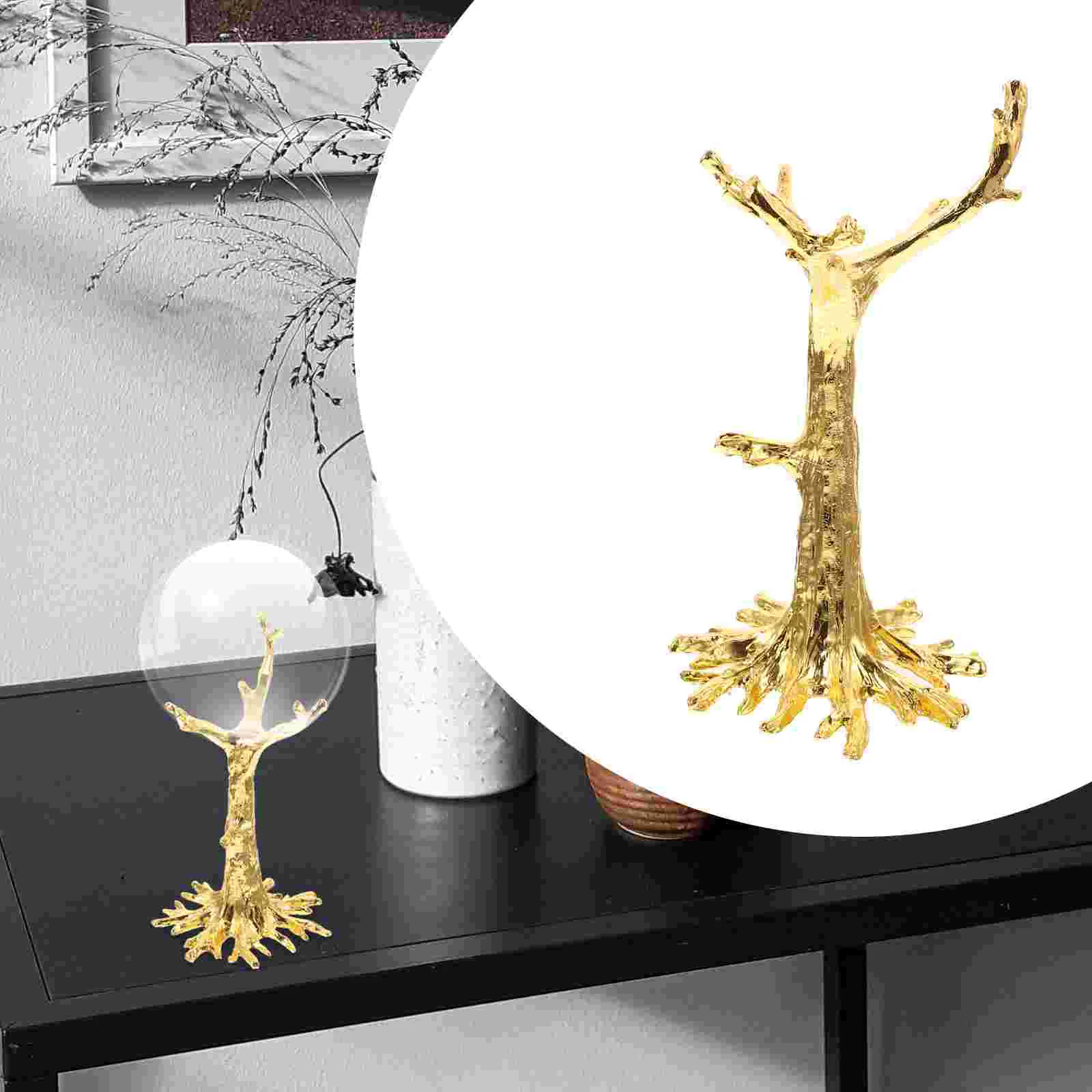 

Branch Display Stand Tabletop Unique Home Decoration Crystal Ball Storage Holder Metal for Base Adornment Zinc Alloy Stone