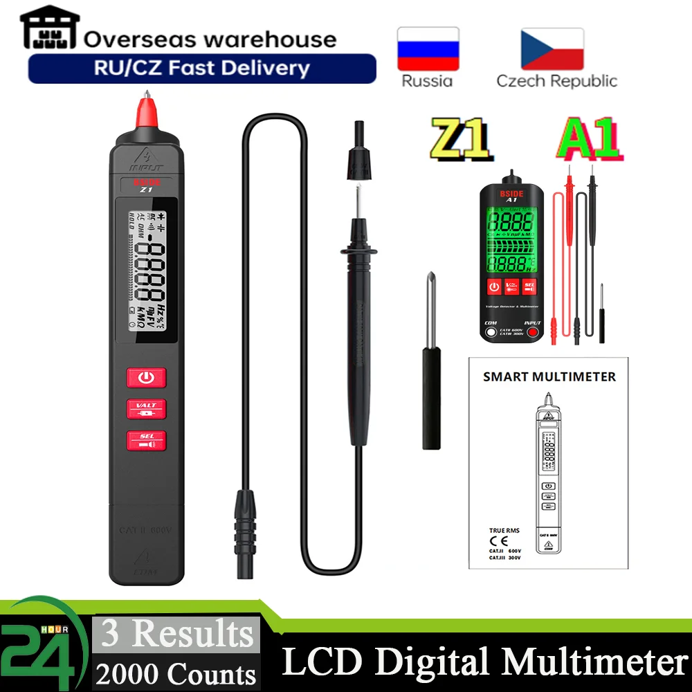 A1 Multimètre numérique intelligent anti-brûlure, détecteur de tension sans  contact, stylo testeur électrique, double gamme AC 6 V-1000 V/90 V-1000 V