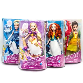 Disney Princess Cinderella Merida Rapunzel Action Figures Magical Story Skirt Changing Clothing Toy Kids Birthday Gifts