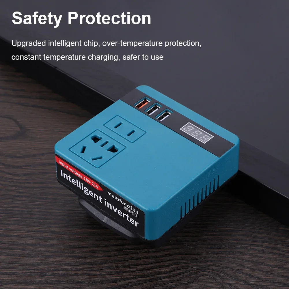120W Lithium Battery Inverter DC 18-21V To AC 220V Electric Tool Battery Inverter Power Inverter Fit for DeWalt Makita Milwaukee