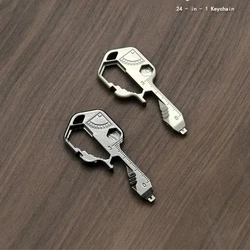 Compact 24 - in - 1 Stainless Steel Multifunction Keychain Tool (2PCS)