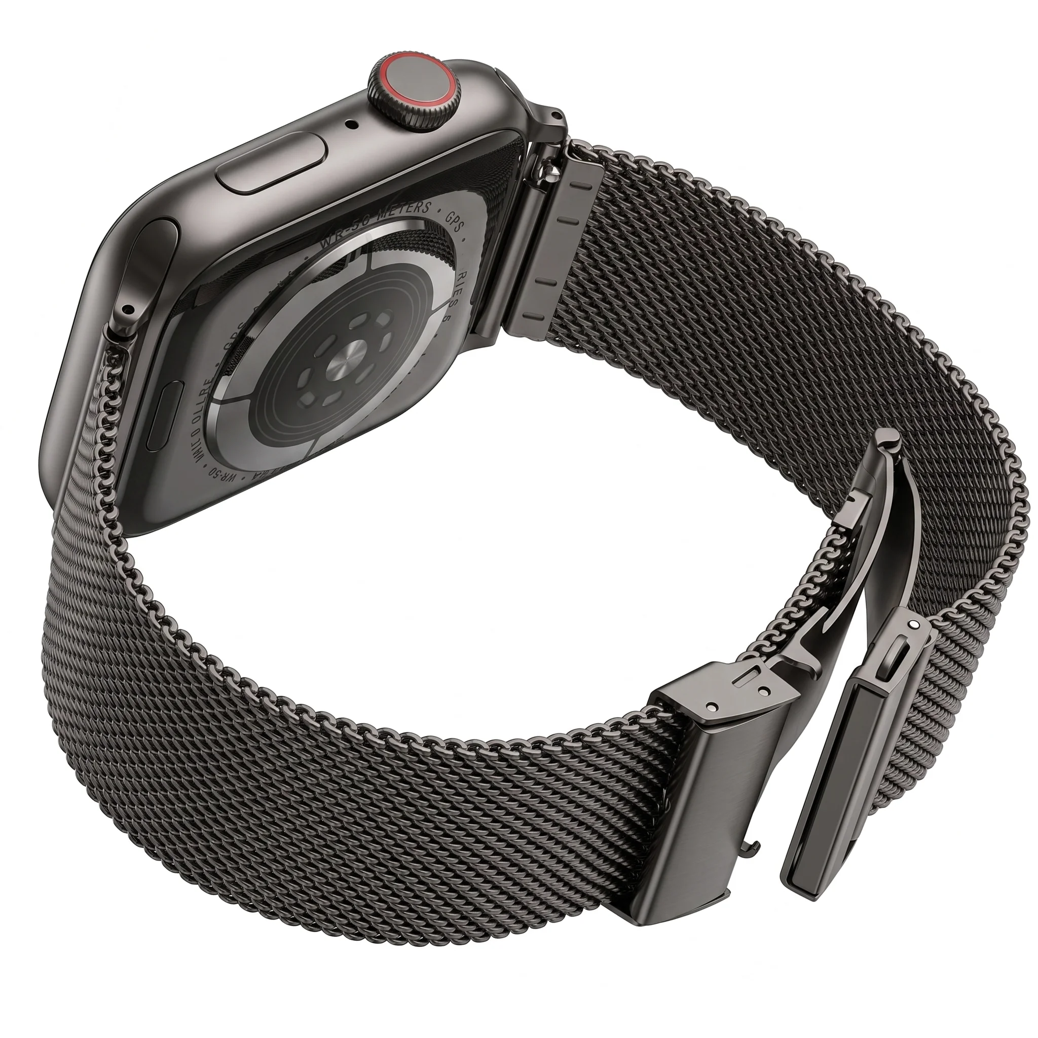 Elegant Mesh Milanese Loop Bracelet for Smartwatch in Silver Black