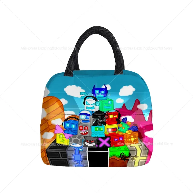 Angry Geometry Dash Cooler Picnic Bag Fashion Lunch Bag School Food Insulated Dinner Bag Camping Travel Handbag 6