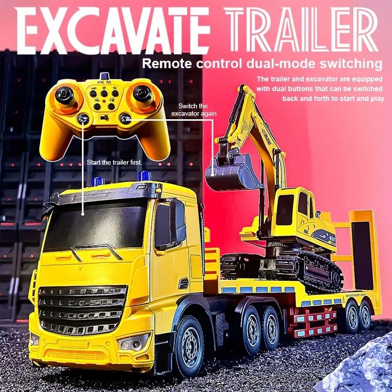 Remote Control Truck with Excavator and Trailer