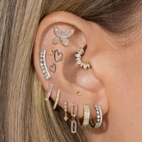 1PC Iced Out CZ Dainty Hoop Earrings for Women Ear Piercing Cartilage Butterfly Helix Daith Conch Tragus Stud Piercing Jewelry 2