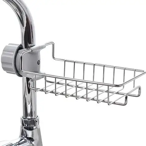 

Adjustable Stainless Steel Sink Drain Rack Faucet Bracket Kitchen Dishcloth Towel Sponge Storage Rack Basket