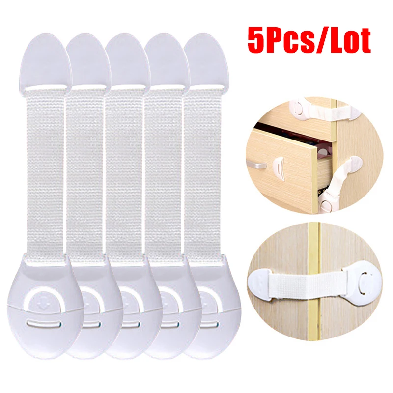 5-Pack Baby Safety Locks For Doors, Drawers, Fridge – Easy To Install, Strong Adhesive, No Damage To Furniture