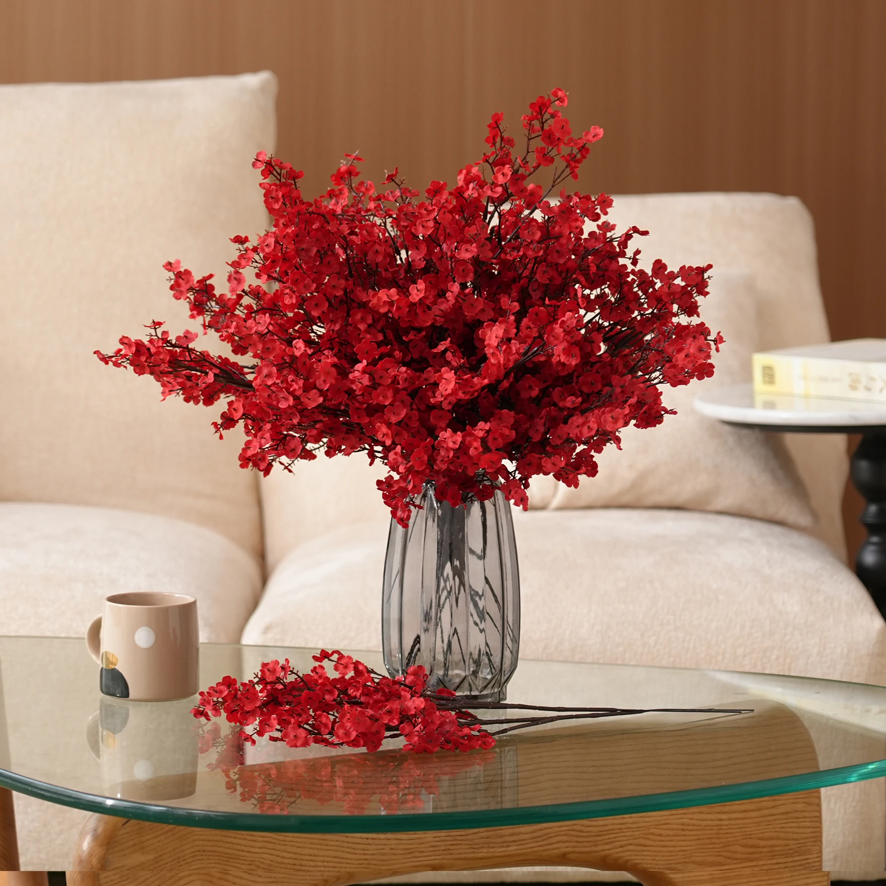 HMEOT Ramo di Fiori di Gypsophila Rosso Romantico, Accessori per Bouquet da Sposa, Decorazioni per Banchetti, Foto, Casa e Tavolo H3910 - immagine 6