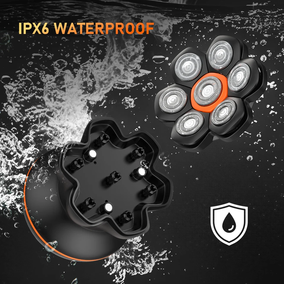 MAXGROOM 7D Hoofdscheerapparaat voor Kale Mannen, Nat/Droog Elektrisch Scheerapparaat, USB Oplaadbaar, LED Display, Waterdicht, Baardtrimmer_voghion.com