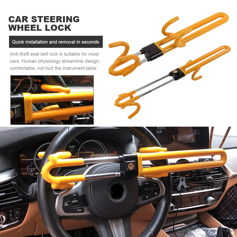 Serrure antivol pour volant de voiture, serrure de frein rétractable,  serrure à double crochet, serrures de sécurité avec clé, accessoires de  voiture - AliExpress