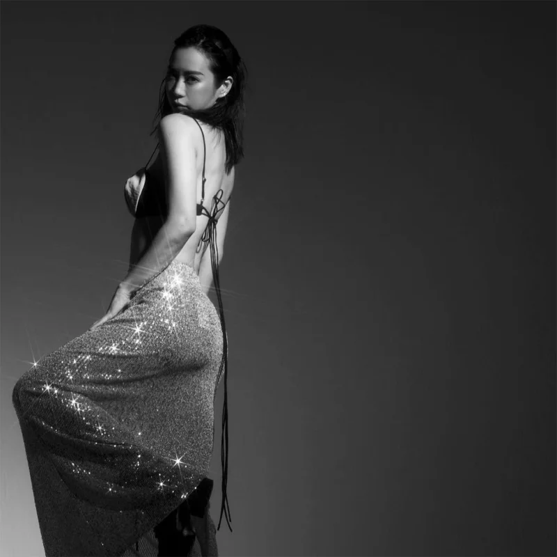 Sequins Loose Dress Sets Women Long Sleeve Crop Tops High Waist Sexy Maxi Skirts Ladies Two Piece Suits Womens Outifits