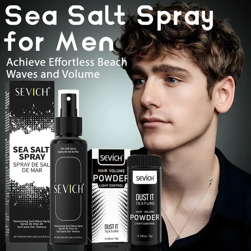 Easy Mist Sea Salt Hair Styling Spray Long Lasting Hair Fluffy Volumizing Powder Beach Styling Set For Men And Women