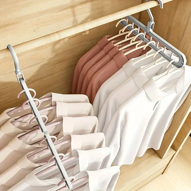 Clothes Hanger Plastic Multifunctional Hangers Heavy Duty Space Saving 9 Holes Clothes Organizer for Bedroom Cabinet Wardrobe Home Storage Use