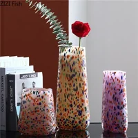 Colorful Dots Glass Vase Artificial Flower Decorative Flowers Pots Desk Decoration Hydroponics Floral Vases Room Aesthetic Decor 1
