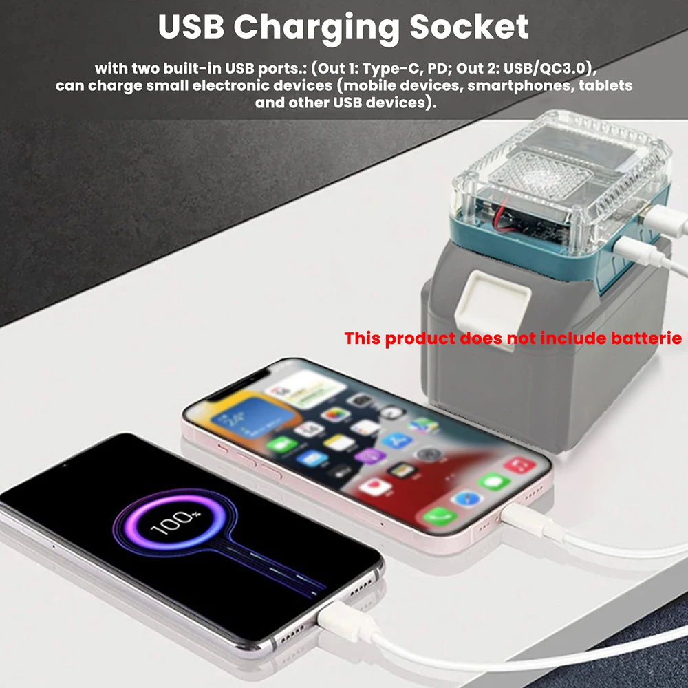 마키타 18V 충전기용 리튬 배터리 케이스 충전기 USB 타입-C 보조배터리 140W 휴대폰 컨버터 보조배터리 어댑터