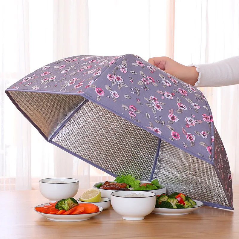 Foldable Insulated Food Cover Aluminum Foil Table Large Food Insulation Cover Plate Flies Mosquito Dustproof For Kitchen