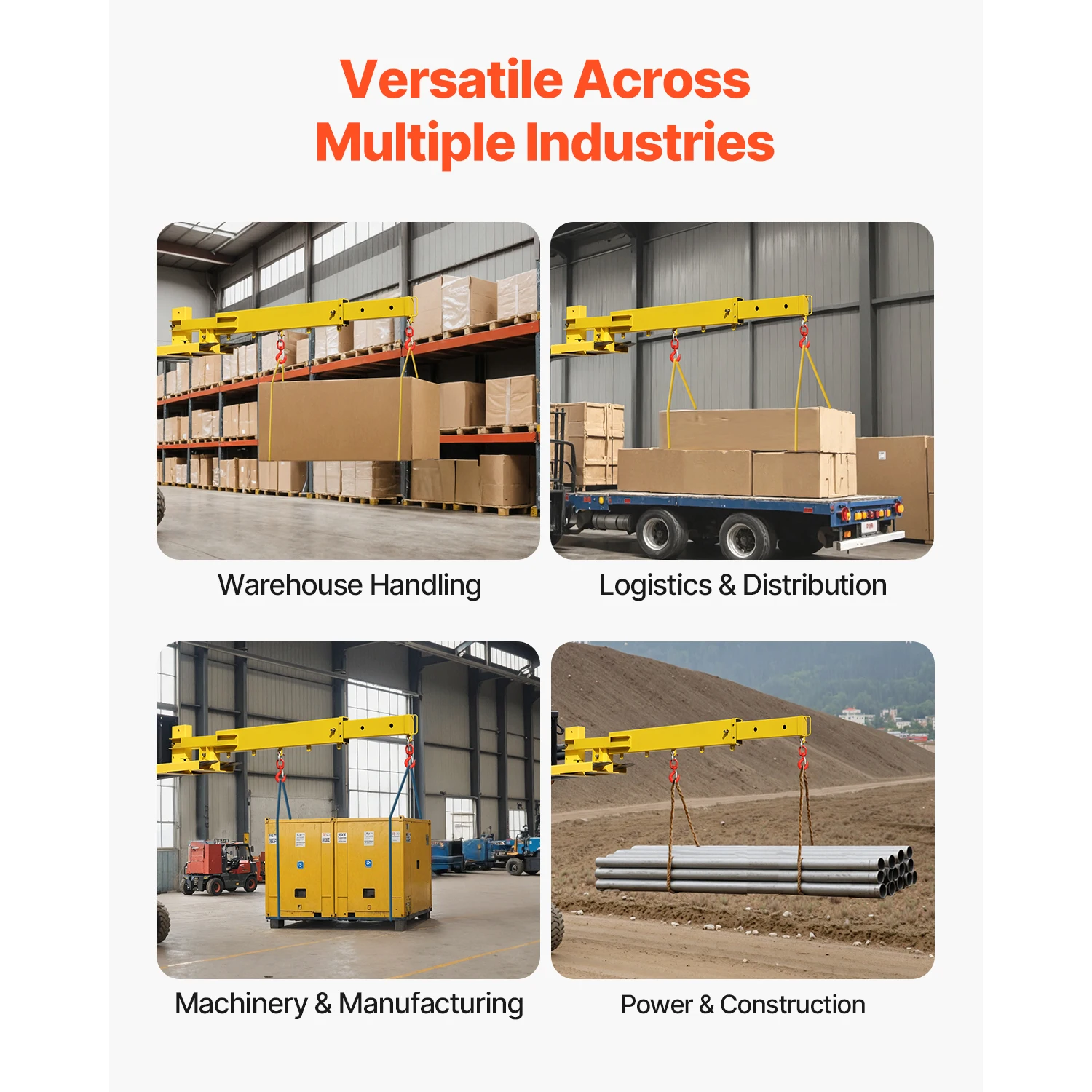 SucceBuy 6000lbs Adjustable Forklift Jib Boom Crane Manual Telescoping Boom Extends Up to 56.1 in Mobile Crane for Warehouse