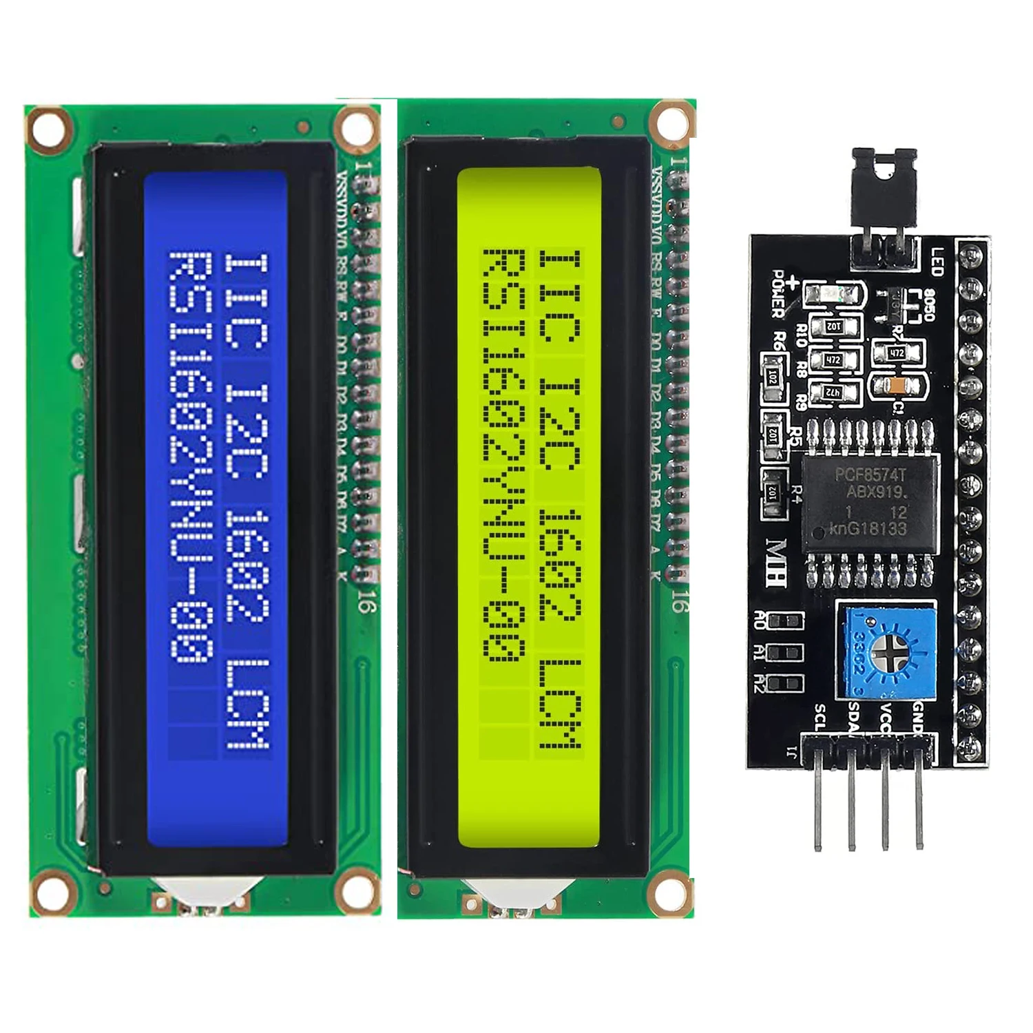 Lcd1602 1602 Modulo Lcd 16X2 Caratteri Lcd Blu/Giallo Verde Display Display Muslimex Pcf8574 Interfaccia Iic I2C 5V Per Arduino