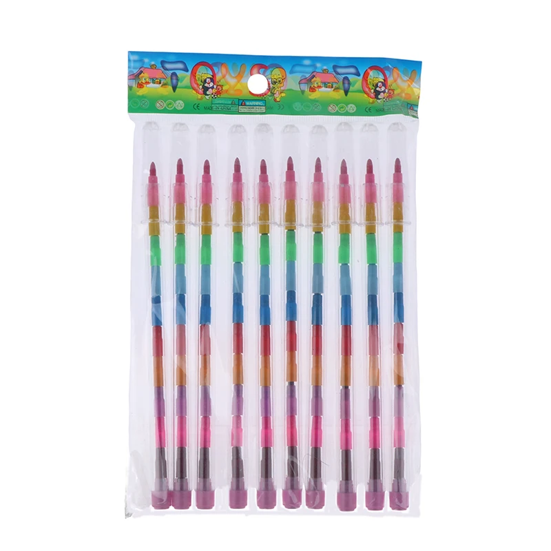 Rainbow Pencils Stackable Crayons Creative Rainbow Colored Pencils For Kids  12-Color Stacking Pen Favor For School Kids Gift