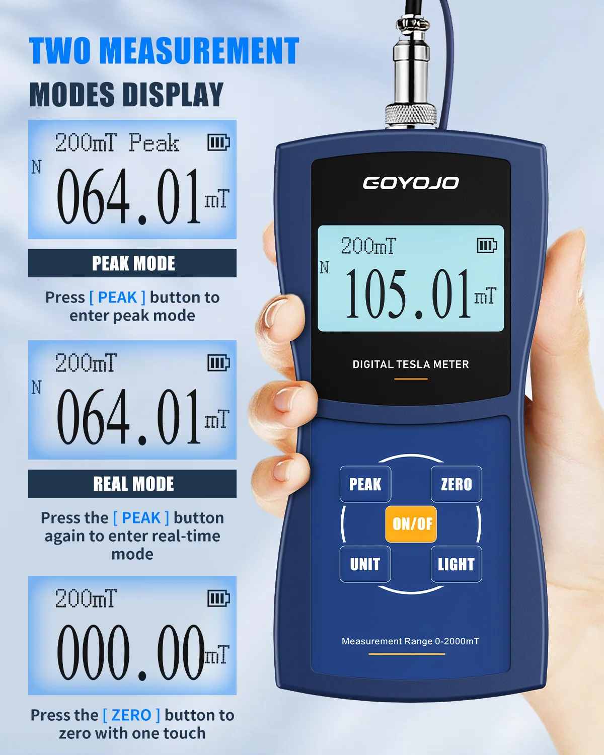 Permanent Magnet Gauss Meter Handheld Digital Tesla Meter Magnetic Flux Surface Magnetic Field Test 5% 2% 1% Accuracy