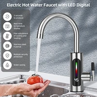 Robinet d'eau chaude et froide électrique instantané sans réservoir 3000W 220V 3sec avec affichage numérique LED chauffe-eau de robinet de cuisine à chauffage rapide 3