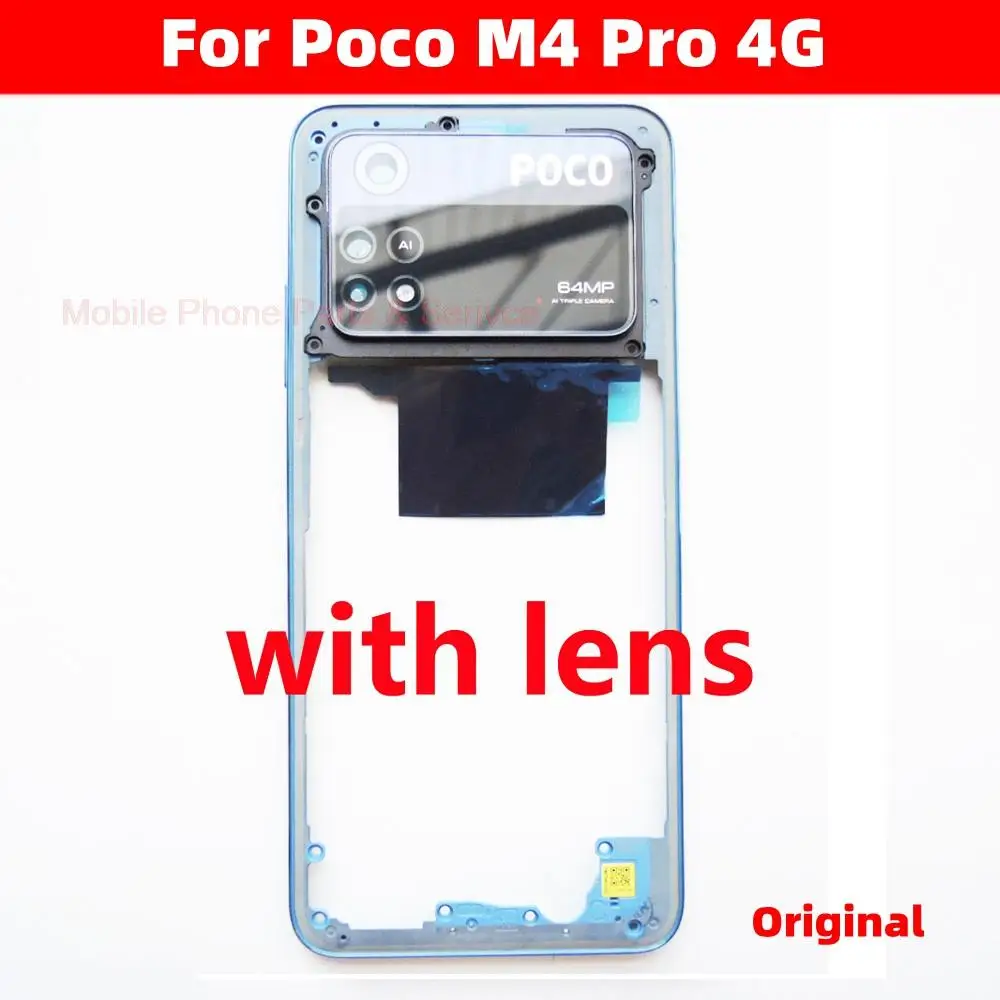 

Original Middle Frame For Xiaomi Poco M4 Pro 4G Front Frame Bezel Middle Housing + Camera Lens + Volume Buttons Smartphone Parts