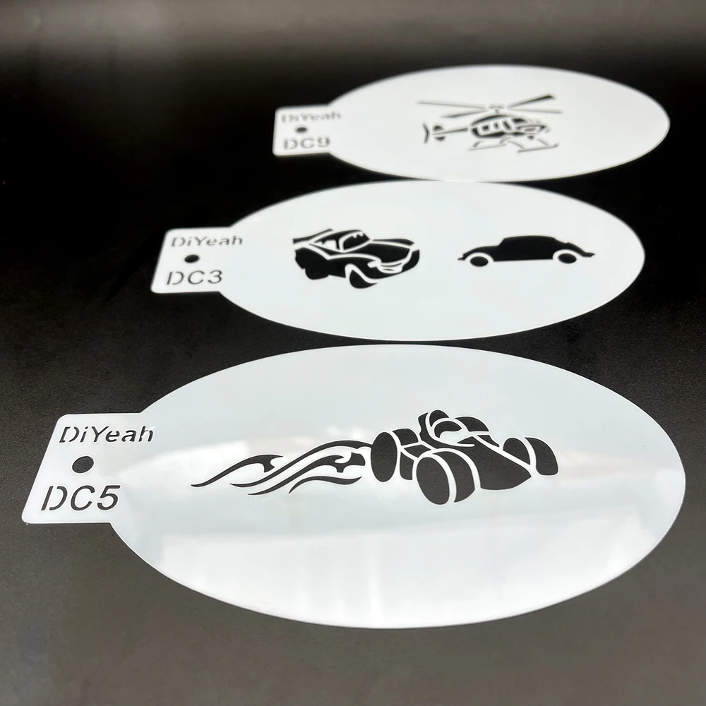 Face Body Paint Stencils Motorcycle Bike Battery Car Racing Airplane Fighter Rocket Sports Car 9 pcs