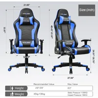 Gaming Chair with Speakers Bluetooth Music Video Game Chair Audio Ergonomic Design Heavy Duty Office Computer Desk Chair 2