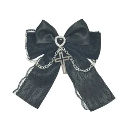 Chic Harajuku Lolita Bow Hair Clips - Stylish Y2K Black & White Accessories - Size fits all (Black)