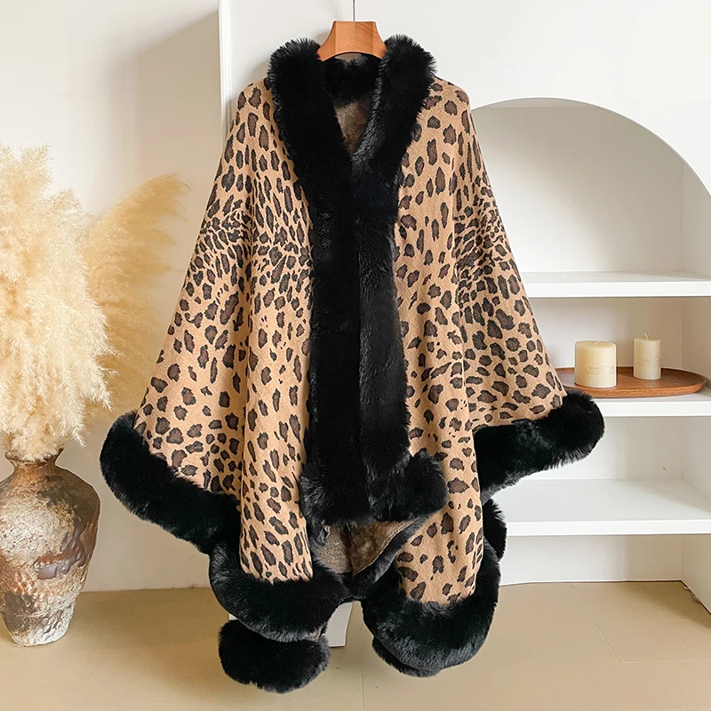 Women's Thick Warm Leopard Print Outerwear - Y2K Streetwear & Elegant Cloak, Coat, Jacket & Poncho for Autumn Winter
