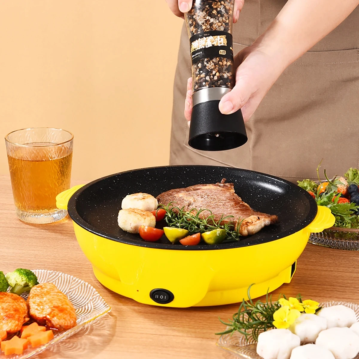 220V Multifunctional Electric Baking Tray Koekenpan Niet-Plakkerige Grill Geroosterde Pan Fornuis Barbecue Keuken Tool 4
