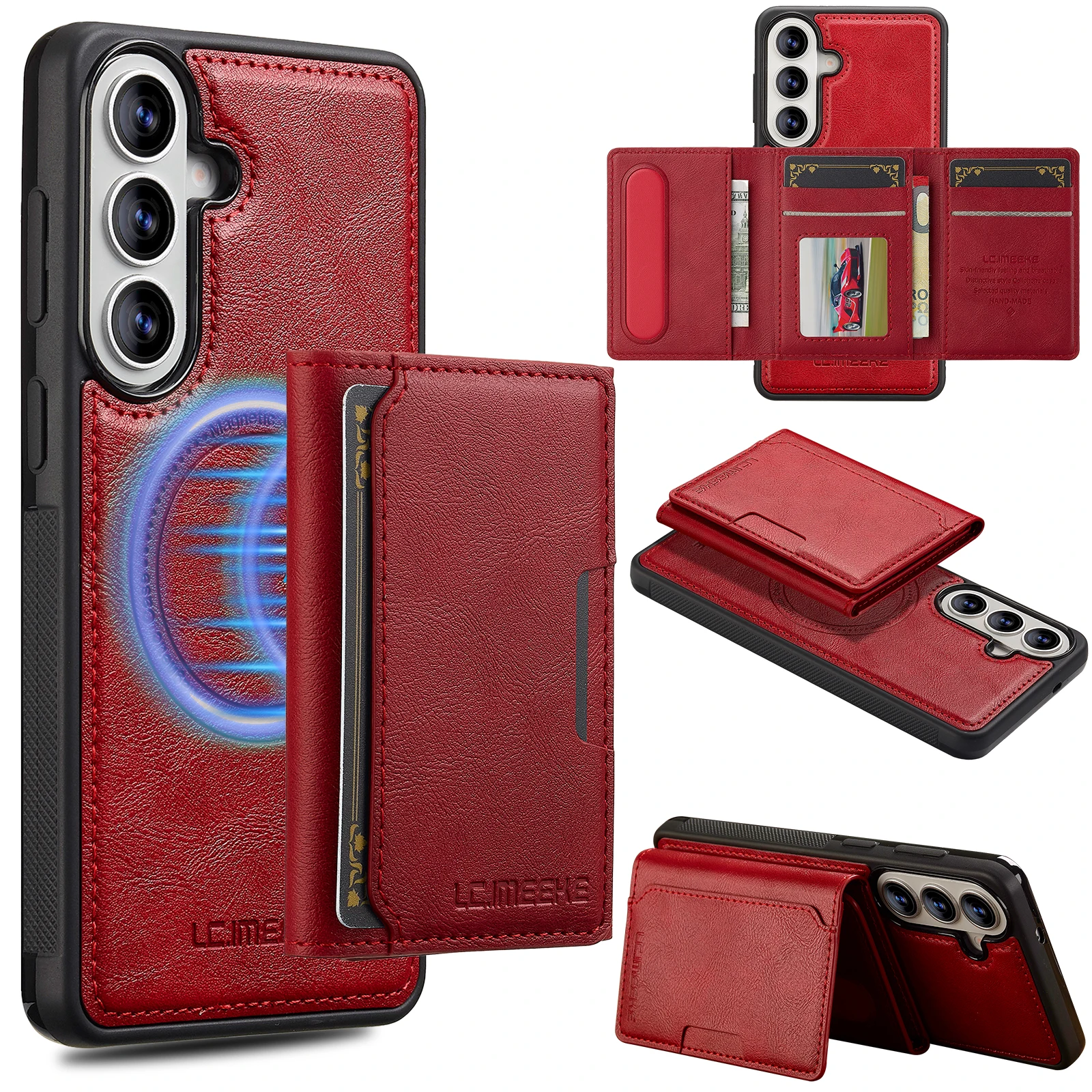 Detachable Magnetic Card Slot Wallet with Wireless Charging Case