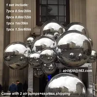 1 Set Silver Inflatable Mirror Ball Giant Hanging Disco Mirror Sphere Gold Iridescent Reuseable Metallic Balloons For Decoration 2