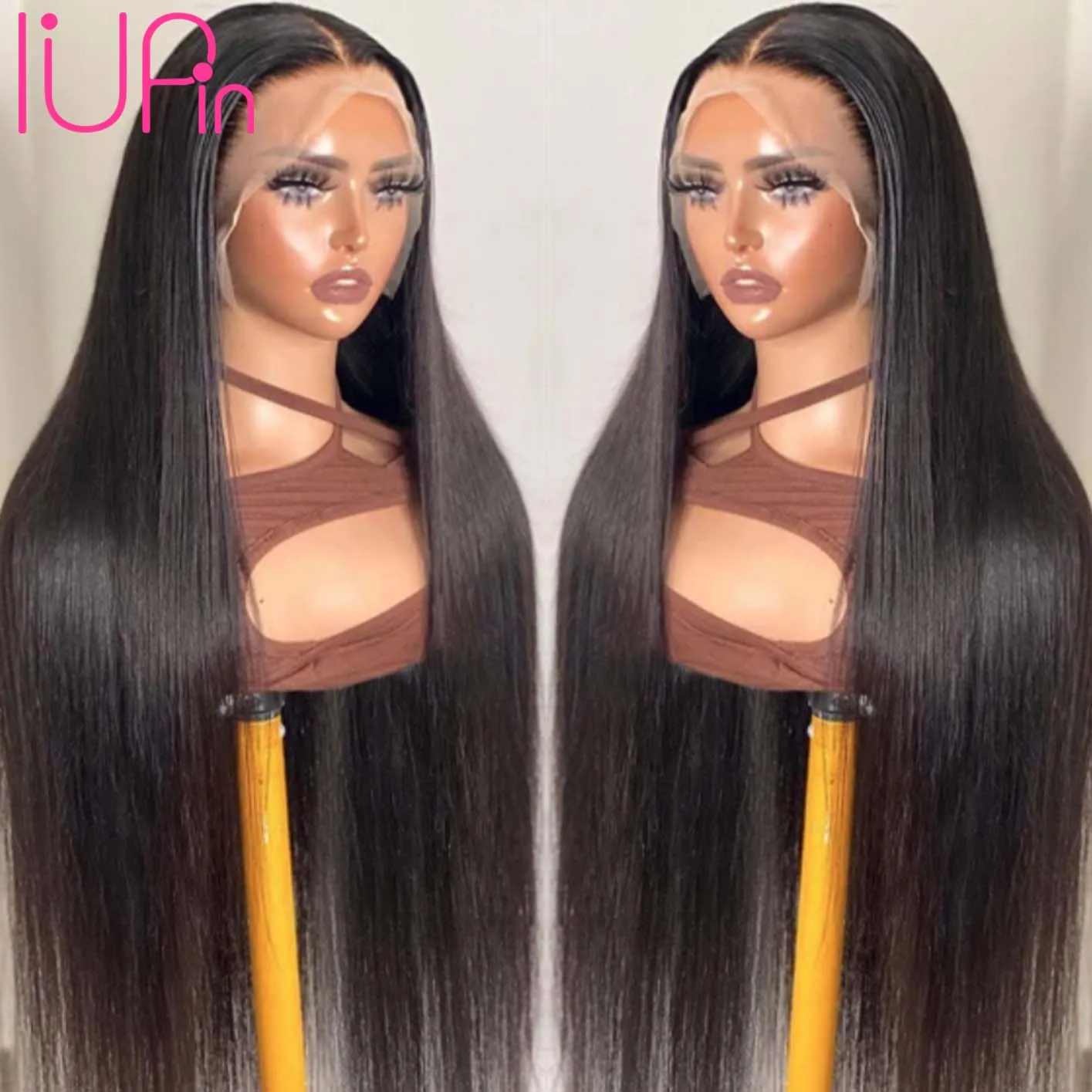 

IUPin 30inch 13x4 Straight Lace Front Wigs Human Hair 9A Transparent Brazilian Virgin Nature Hair Wig Straight Lace Clsoure Wigs